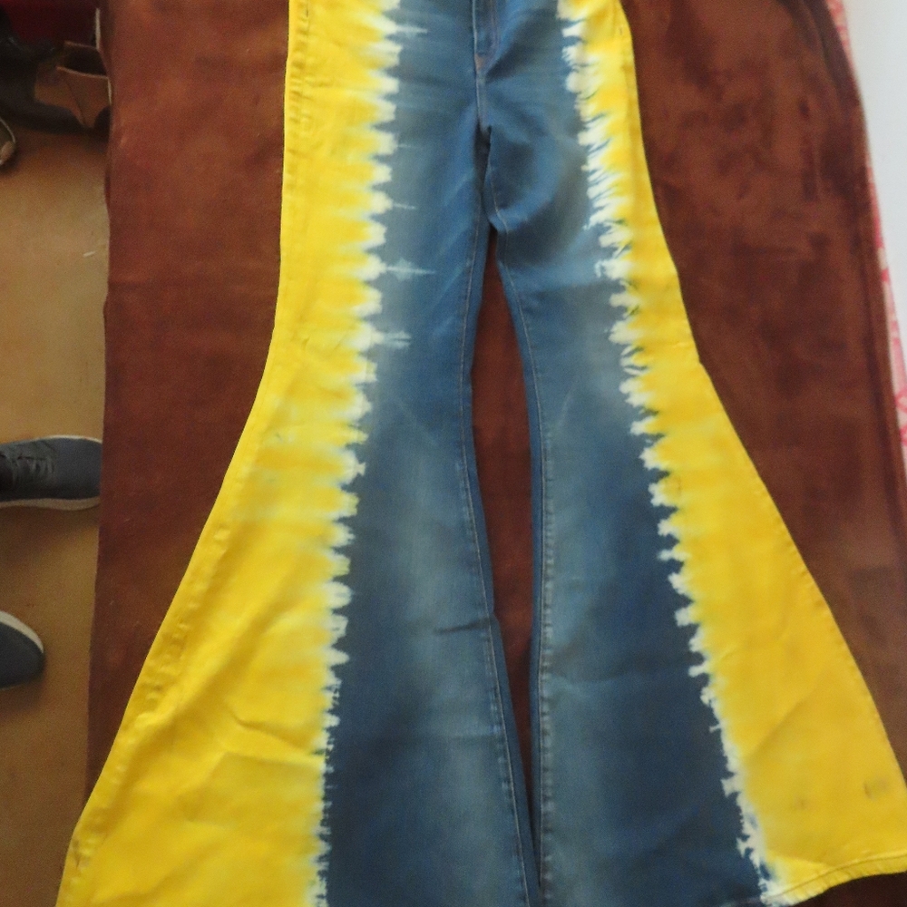Cout De La Liberte Heidi-Tie Dye Stretch Denim Super Hr Super Bell $725.00